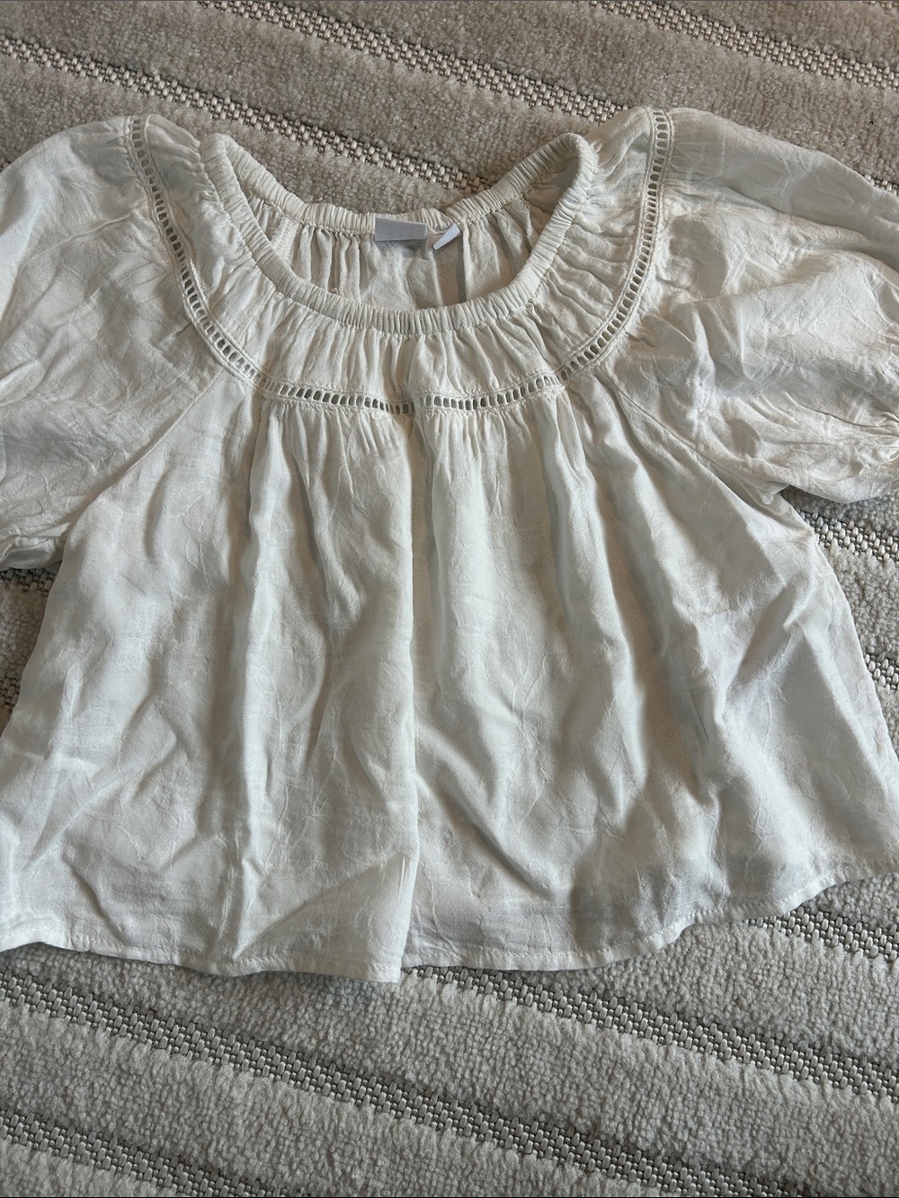 GAP Cream Eyelet Yoke Peasant Top